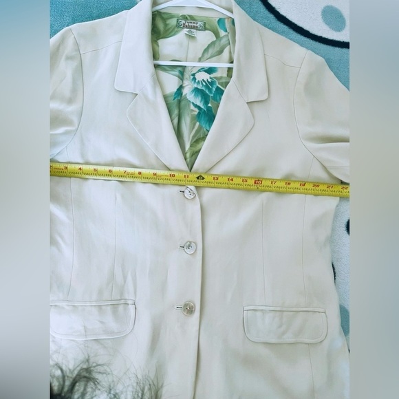 Tommy Bahama Blazer Business Cream Pockets Work Women's Silk‎ Long Sleeve SZ 16 - Picture 4 of 6